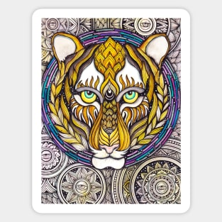 Cosmic Tiger in Mandala Inspired Artwork Sticker